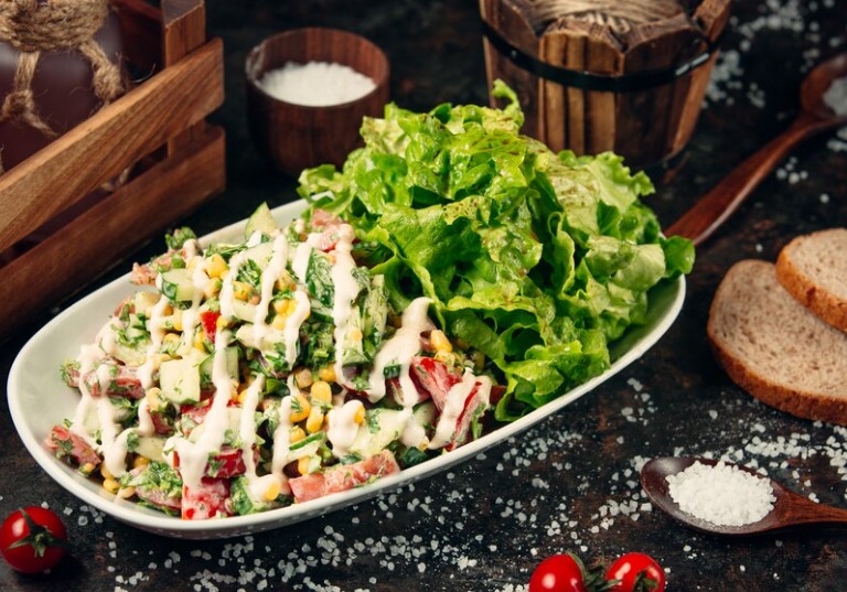 Image of a colorful and fresh Cobb Salad, highlighting its nutritious ingredients and appealing presentation.