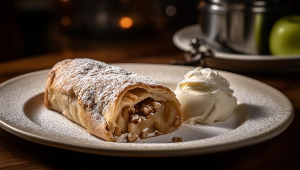 Delicious homemade cannoli filled with creamy ricotta on a rustic table setting