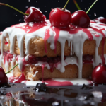 A scrumptious slice of Classic Cherry Delight with creamy layers and cherry topping