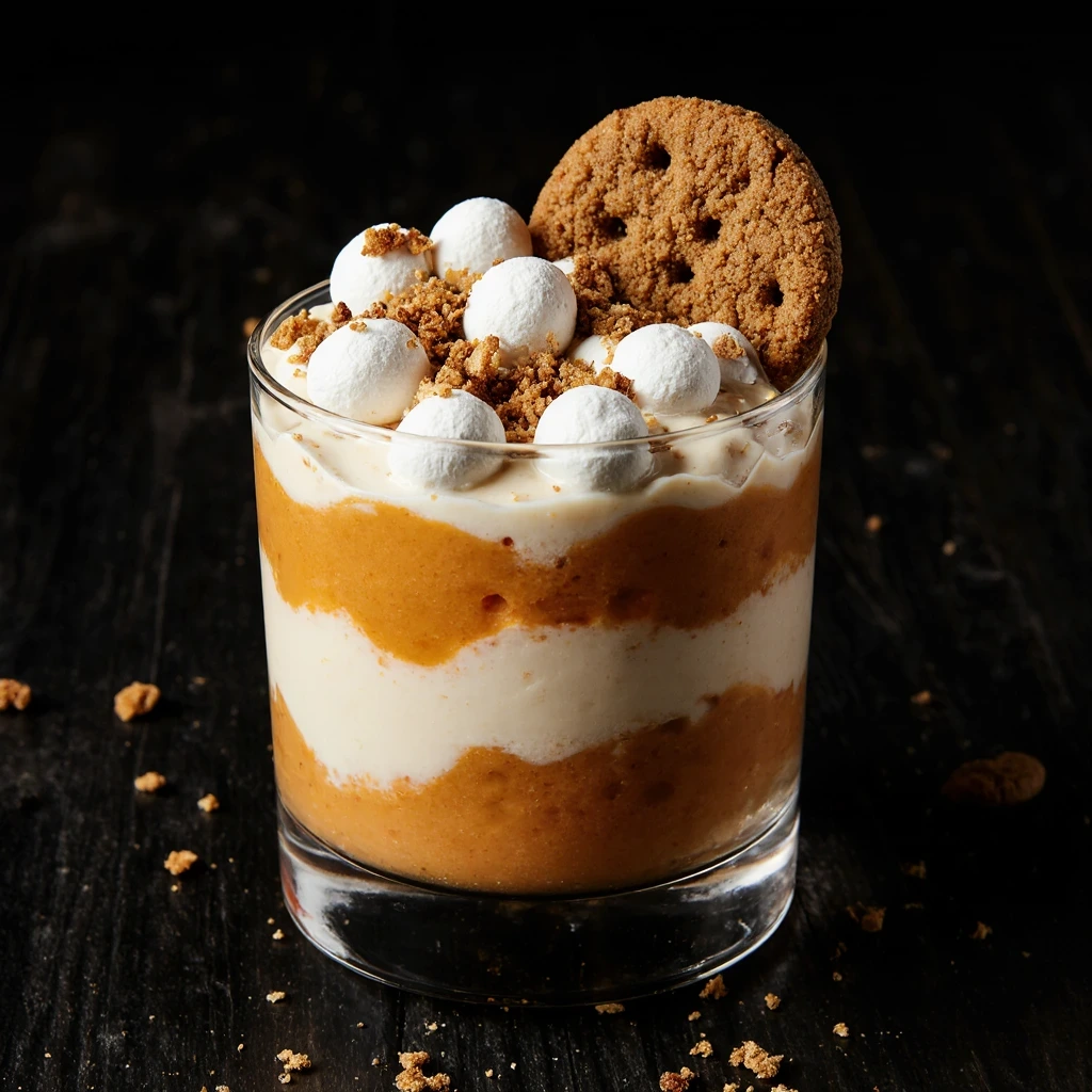 Creamy Potato Marshmallow Mousse served in a glass with whipped cream and toasted marshmallows