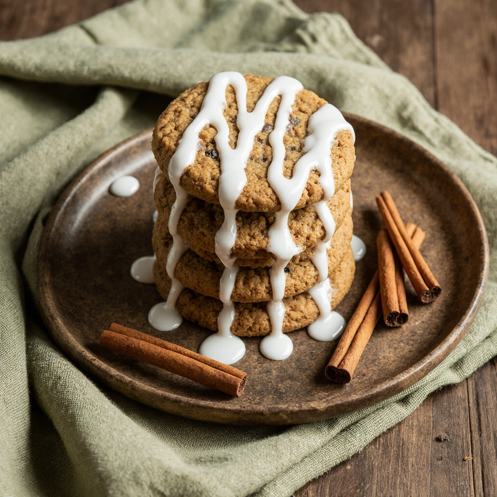 Apple Cider Cookies with Brown Sugar Glaze on a cooling rack for Thanksgiving desserts