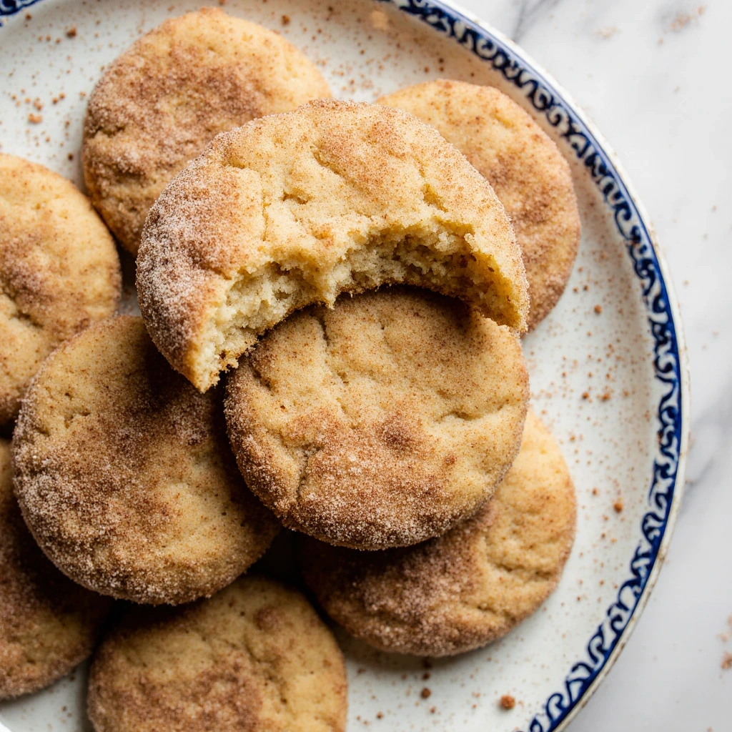 Cream cheese cookies coated in cinnamon sugar on a baking tray, soft and golden, perfect dessert recipe.