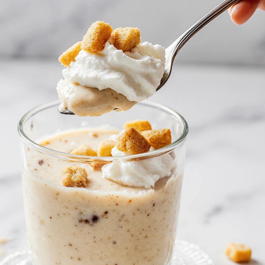 Homemade vanilla pudding served in a glass bowl topped with whipped cream