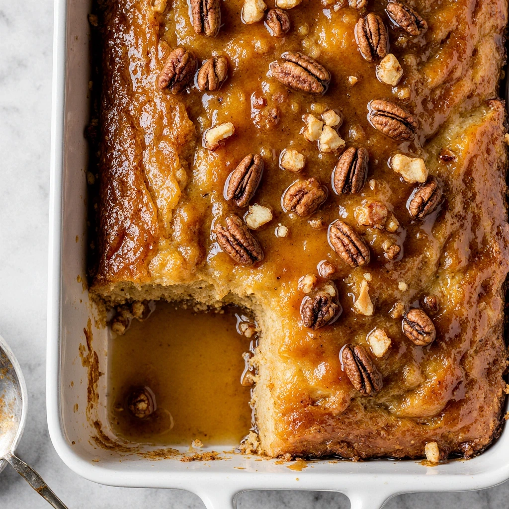 Maple crinkle cake with signature cracked surface and maple glaze drizzled on top
