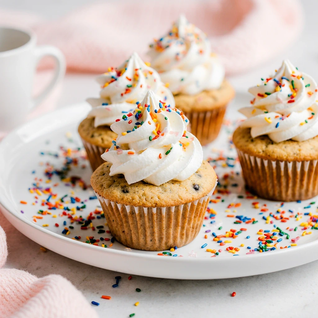 Sugar cookie cups filled with frosting and berries on white plate.